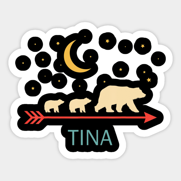 Tina Name Gift Personalized Mama Bear With 2 Cubs Sticker by crowominousnigerian 